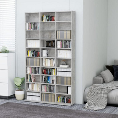 Berkfield Cd Cabinet Concrete Grey 102X16X177.5 Cm Engineered Wood - image 1