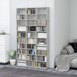 Berkfield Cd Cabinet Concrete Grey 102X16X177.5 Cm Engineered Wood