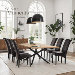 Tectake Set Of 6 Dining Chair - Ergonomic Seat Shape, High Backrest, Padded, Faux Leather  - Brown - thumbnail 8