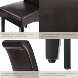 Tectake Set Of 6 Dining Chair - Ergonomic Seat Shape, High Backrest, Padded, Faux Leather  - Brown - thumbnail 5