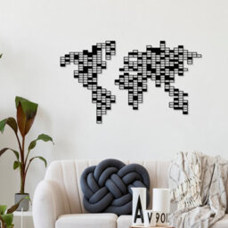 Decortie Modern Metal Wall Art Pixel Home Ornament Decorative Minimalist Design Hanging Wall Sculpture, Black - thumbnail 3