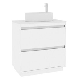 Royal Bathrooms Orion 800mm Matt White Floor Standing Plain White Countertop Vanity Unit 2 Drawer With Peak Basin & Chrome Accent Trim - thumbnail 6