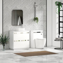 Royal Bathrooms Orion 800mm Matt White Floor Standing Plain White Countertop Vanity Unit 2 Drawer With Peak Basin & Chrome Accent Trim - thumbnail 3