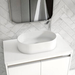 Royal Bathrooms Orion 800mm Matt White Floor Standing Plain White Countertop Vanity Unit 2 Drawer With Peak Basin & Chrome Accent Trim - thumbnail 5
