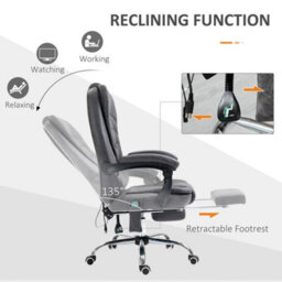 High Back Heated Massage Office Chair With 6 Vibration Points, Dark Grey - thumbnail 4