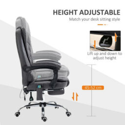 High Back Heated Massage Office Chair With 6 Vibration Points, Dark Grey - thumbnail 5