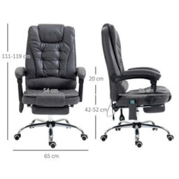 High Back Heated Massage Office Chair With 6 Vibration Points, Dark Grey - thumbnail 2