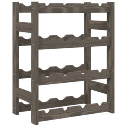 Berkfield Wine Rack For 16 Bottles Grey Solid Wood Pine - thumbnail 3