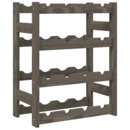 Berkfield Wine Rack For 16 Bottles Grey Solid Wood Pine - thumbnail 2