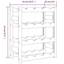 Berkfield Wine Rack For 16 Bottles Grey Solid Wood Pine - thumbnail 7