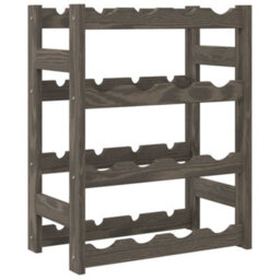 Berkfield Wine Rack For 16 Bottles Grey Solid Wood Pine - thumbnail 5