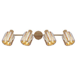 Luminosa Lighting Luminosa Run Ceiling Spotlight Bar Wood Look K5 Crystals Smoke Colored 4X E14 - thumbnail 4