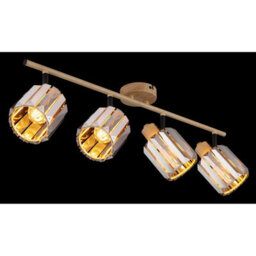 Luminosa Lighting Luminosa Run Ceiling Spotlight Bar Wood Look K5 Crystals Smoke Colored 4X E14 - thumbnail 5