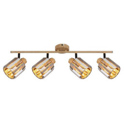 Luminosa Lighting Luminosa Run Ceiling Spotlight Bar Wood Look K5 Crystals Smoke Colored 4X E14 - thumbnail 3