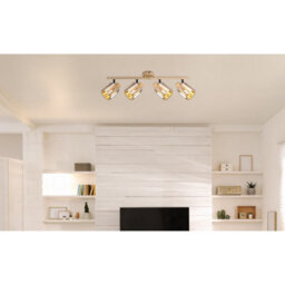 Luminosa Lighting Luminosa Run Ceiling Spotlight Bar Wood Look K5 Crystals Smoke Colored 4X E14 - thumbnail 8