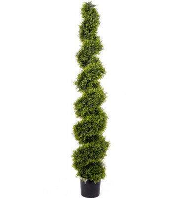 Best Artificial 6Ft - 180Cm Green Cedar Spiral Twist Topiary Tree - Suitable For Outdoor Use - image 1