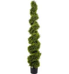 Best Artificial 6Ft - 180Cm Green Cedar Spiral Twist Topiary Tree - Suitable For Outdoor Use - thumbnail 1