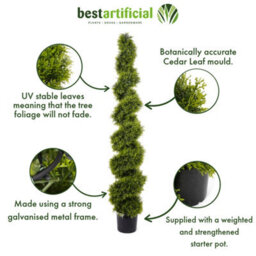 Best Artificial 6Ft - 180Cm Green Cedar Spiral Twist Topiary Tree - Suitable For Outdoor Use - thumbnail 4