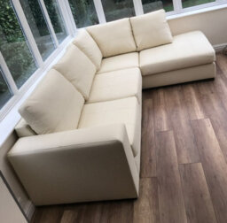 Westpoint Venice Big Corner Sofa Faux Leather Cream Right Hand Side - thumbnail 5