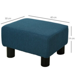 Homcom Chic Linen Fabric Footstool Ottoman Cube With 4 Plastic Legs Blue - thumbnail 3