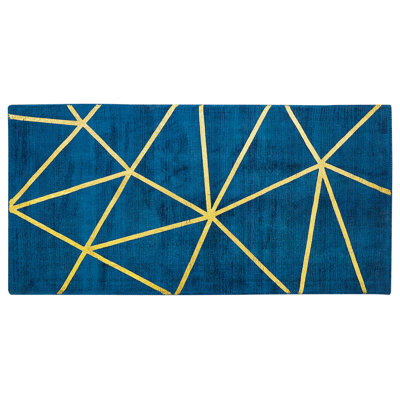 Beliani Rug Havza Blue 80 X 150 Cm Viscose - image 1