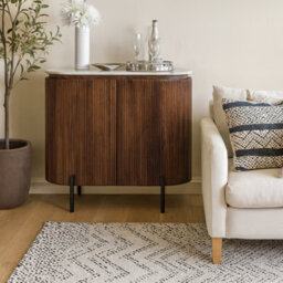 Wyld Haus Alabama Ribbed Mango Wood Sideboard With Marble Top And Metal Legs - thumbnail 1
