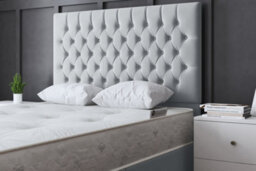 DS Living Seraphine Silver Upholstered Divan Bed With Headboard And Four Drawers Small Double - thumbnail 3
