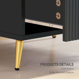 Homcom Bedside Table With 2 Drawers For Bedroom, Living Room, Black - thumbnail 6