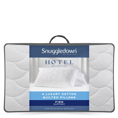 Snuggledown Luxury Cotton Quilted Pillow, Firm Support, 4 Pack - image 1