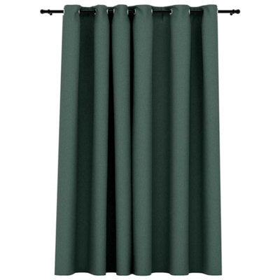 Berkfield Premium Linen-Look Blackout Curtains With Grommets Green 290X245Cm