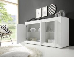 FurniComp LTD Furnicomp Selene 3 Door White Gloss Sideboard - thumbnail 2