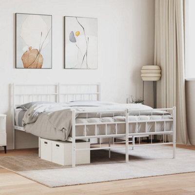 Berkfield Metal Bed Frame With Headboard And Footboard White 135X190 Cm - image 1