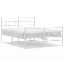 Berkfield Metal Bed Frame With Headboard And Footboard White 135X190 Cm - thumbnail 2