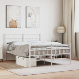 Berkfield Metal Bed Frame With Headboard And Footboard White 135X190 Cm - thumbnail 1