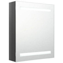 Berkfield Stylish Led Bathroom Mirror Cabinet Shining Grey 50X14X60 Cm - thumbnail 1