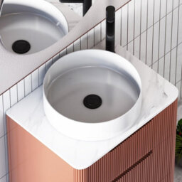 Royal Bathrooms Avenza 700mm Terracotta Clay Floor Standing Bathroom Vanity Unit 2 Door With Art Round Basin - thumbnail 8