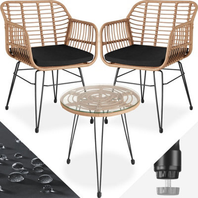 Tectake Garden Table And Chairs Molfetta - 2 Person Bistro Set, Weather And Uv-Resistant - Nature - image 1