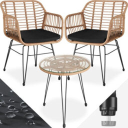 Tectake Garden Table And Chairs Molfetta - 2 Person Bistro Set, Weather And Uv-Resistant - Nature