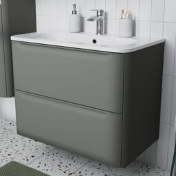 GoodHome Nevado Matt Green Wall-Mounted Vanity Unit & Basin Set (W)800mm (H)600mm - thumbnail 7