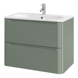 GoodHome Nevado Matt Green Wall-Mounted Vanity Unit & Basin Set (W)800mm (H)600mm - thumbnail 1