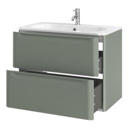 GoodHome Nevado Matt Green Wall-Mounted Vanity Unit & Basin Set (W)800mm (H)600mm - thumbnail 3