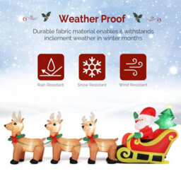 10Ft Christmas Inflatable Santa Claus On Sleigh Deer Led Lighted For Decoration - thumbnail 3