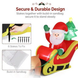 10Ft Christmas Inflatable Santa Claus On Sleigh Deer Led Lighted For Decoration - thumbnail 4