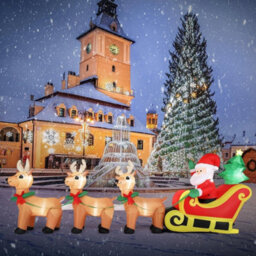 10Ft Christmas Inflatable Santa Claus On Sleigh Deer Led Lighted For Decoration - thumbnail 5