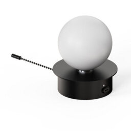 CGC Lighting Cgc Macie Black & White Opal Globe Led Rechargeable Magnetic Usb Reading Bedside Wall Light Pull Cord Switch - thumbnail 2