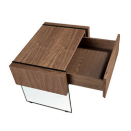 Angel Cerda Stylish Walnut And Tempered Glass Bedside Cabinet For Modern Bedrooms - thumbnail 6