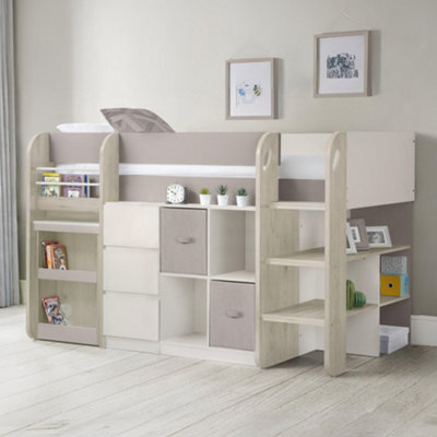 Julian Bowen Saturn 90Cm Single Taupe Midsleeper Cabin Bed With Desk - image 1