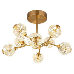 Luminosa Lighting Luminosa Virina Multi Arm Semi Flush Ceiling Lamp Gold Colors K9 Crystals 8X Led 3000K - thumbnail 1