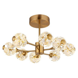 Luminosa Lighting Luminosa Virina Multi Arm Semi Flush Ceiling Lamp Gold Colors K9 Crystals 8X Led 3000K - thumbnail 4