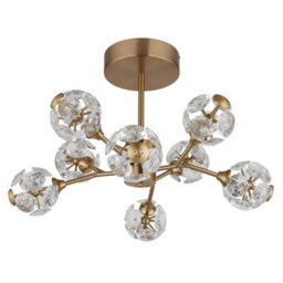 Luminosa Lighting Luminosa Virina Multi Arm Semi Flush Ceiling Lamp Gold Colors K9 Crystals 8X Led 3000K - thumbnail 2